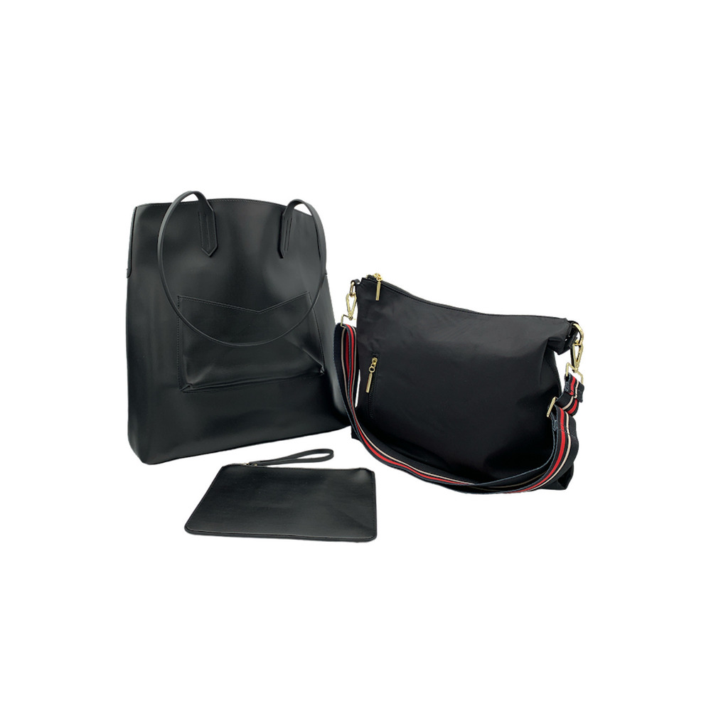 Charley Was Here 3-in-1 Tote w/ Hobo Bag and Wristlet Black